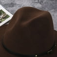 thumbnail image 3 of Fedora Hats for Women Belt Buckle Band Felt Soft Wide Brim Panama Hat Adjustable Fall Winter, 3 of 7