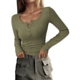 thumbnail image 1 of Remera Henley de Manga Larga PRETTYGARDEN Otoño 2025 Gris Verde M, 1 of 8