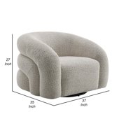 Swivel Accent Chair, Cloudlike Curved Design, Metal Base, Gray Boucle