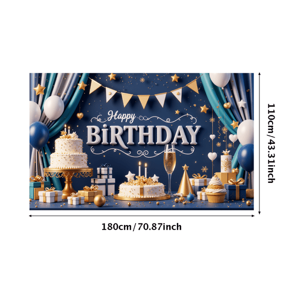 Decorative Design Birthday Banner Colorful Balloons Birthday Party Backdrop Cake Decoration Happy Birthday for Birthday Party Event Decoration Holiday Celebration
