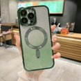 thumbnail image 1 of Compatible With iPhone 14Pro max Protective Case, Electroplated Magnetic Case, Cute Ultra-Thin Soft Silicone Phone Case, Shiny Gradient Color Girl Phone Case,green, 1 of 5