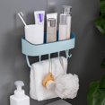 thumbnail image 3 of Shower Caddy Shelf, Holders No Punching with 5 Hooks Shower Shelf Organizer for Toilet , Light Blue, 3 of 8