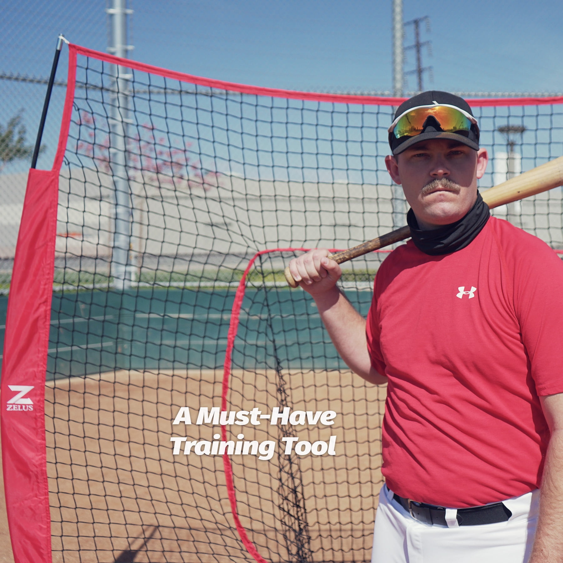 Zelus Baseball Net Softball Practice Kit 7x7ft Pitching Net with Training Balls & Bag