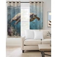 thumbnail image 2 of Ocean Turtle Blackout Curtains for Bedroom Living Room Darkening Curtains 63 Inches Long Retro Coral Reef Illustration Coastal Window Curtain 2 Panels Set Window Treatment Grommet Drapes 52"x63", 2 of 9