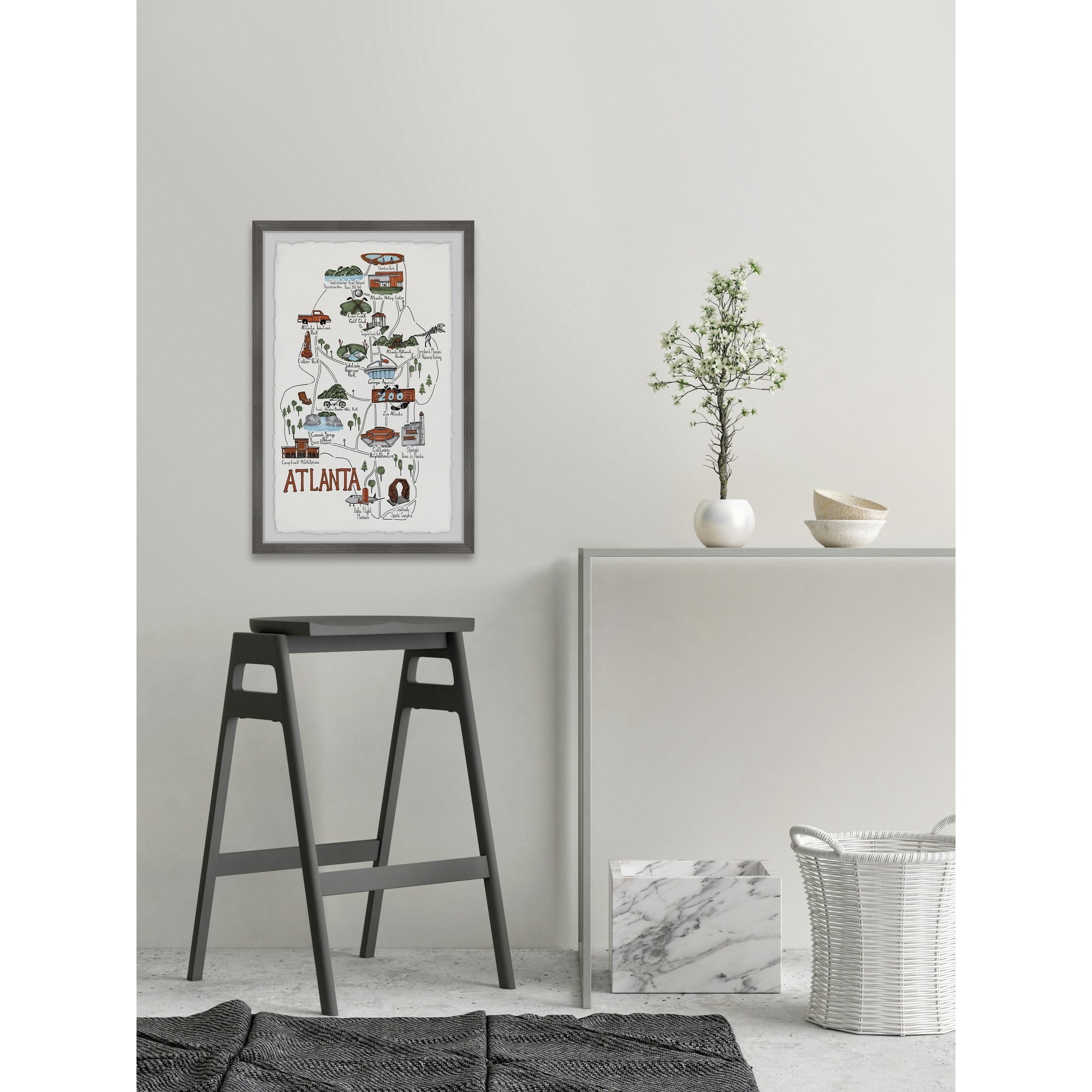 Marmont Hill Illustrated Map of the City of Atlanta Framed Wall Art