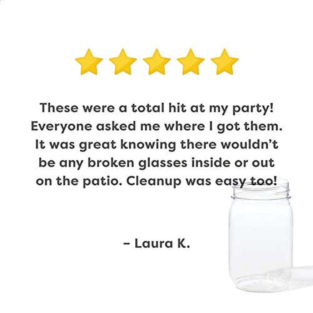 TOSSWARE POP 16oz Mason, Recyclable, Unbreakable & Crystal Clear Plastic Drinking Jar, 12 Count