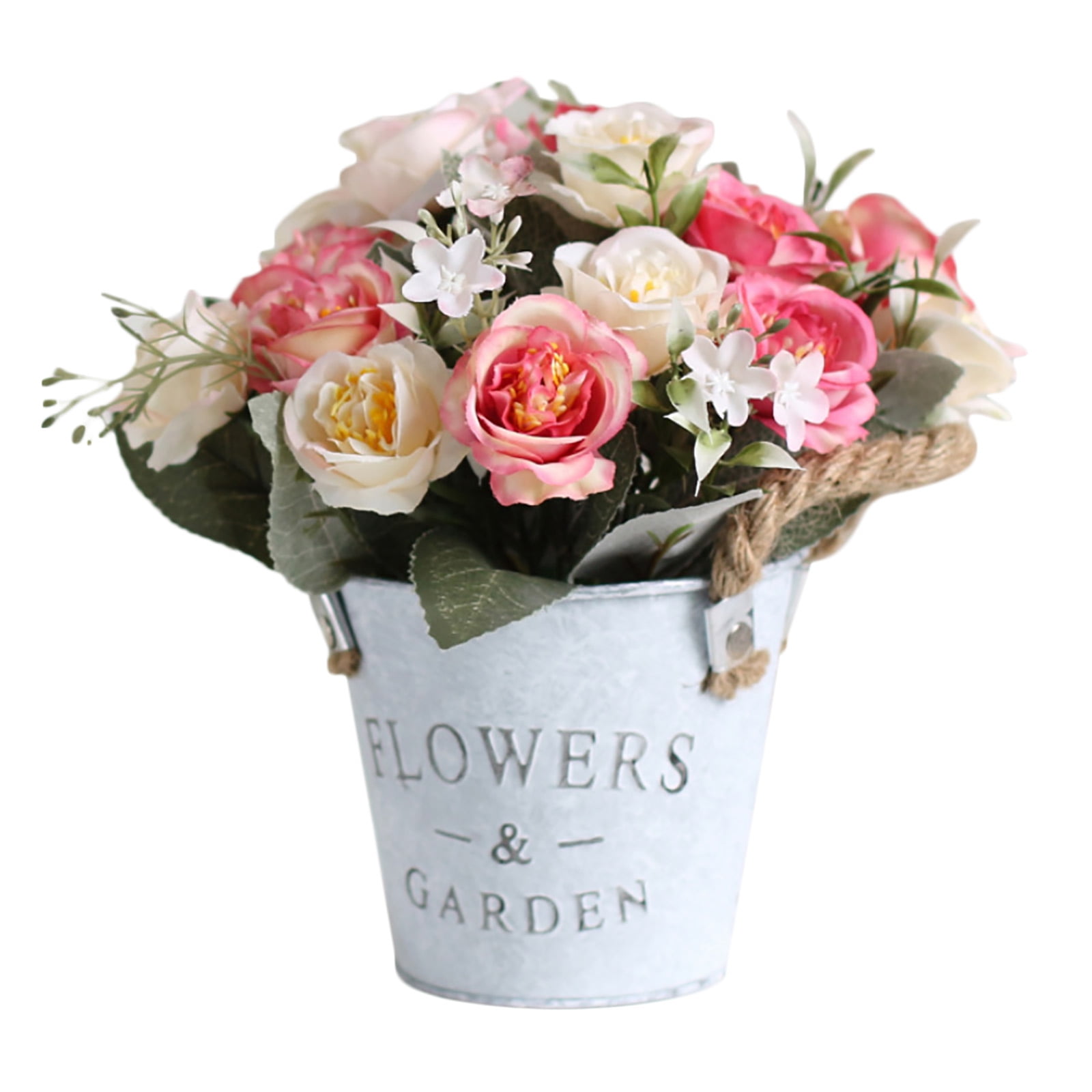 elegant touch to your home Details about   Metal Bucket SET OF 2 Flowers & Garden Add a rustic 