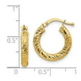 thumbnail image 2 of 14k Solid Yellow Gold 3x10 Sparkle-Cut Round Hoop Earrings 17.75x16mm Wide 3mm Thick Hoop Earring for Women, 2 of 2