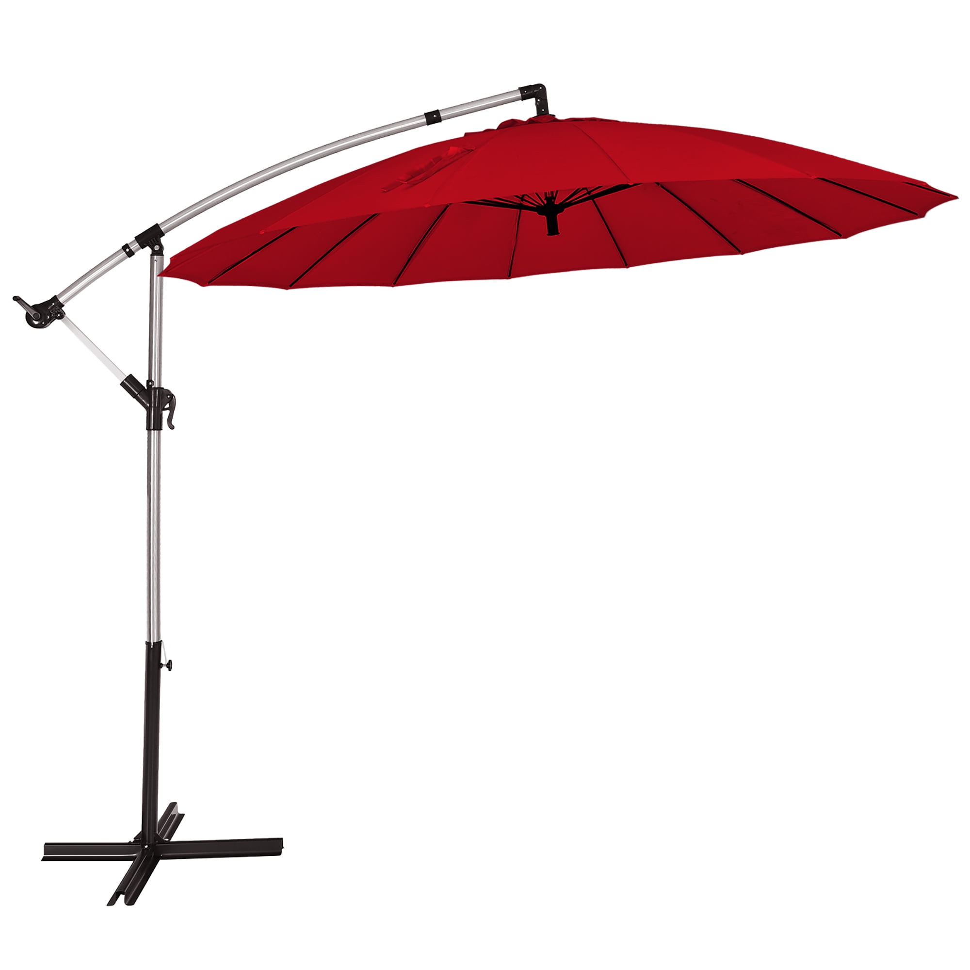 Costway 120" Burgundy Market Patio Umbrella, Water-Resistant