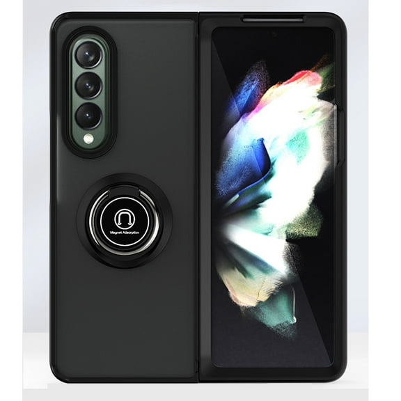 For Samsung Galaxy Z Fold 4 Hybrid Protective PC & TPU Shockproof with 360° Rotation Ring Kickstand Magnetic Metal Stand Cover ,Xpm Phone Case [ Black ]