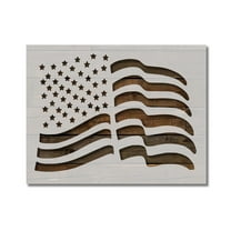 USA American Flag Waving Stencil Template Reusable 8.5 x 11 for Painting on Walls, Wood, Etc. By Stencilville