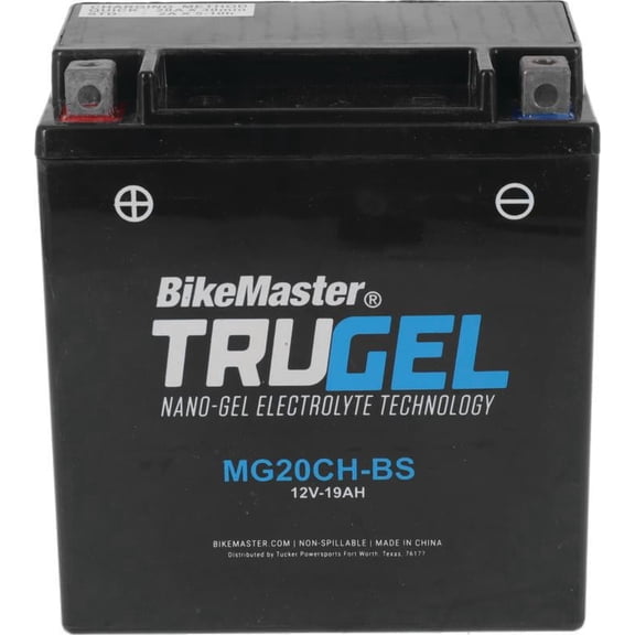 BikeMaster MG20CH-BS TruGel Motorcycle Battery - 151L x 87W x 161H mm