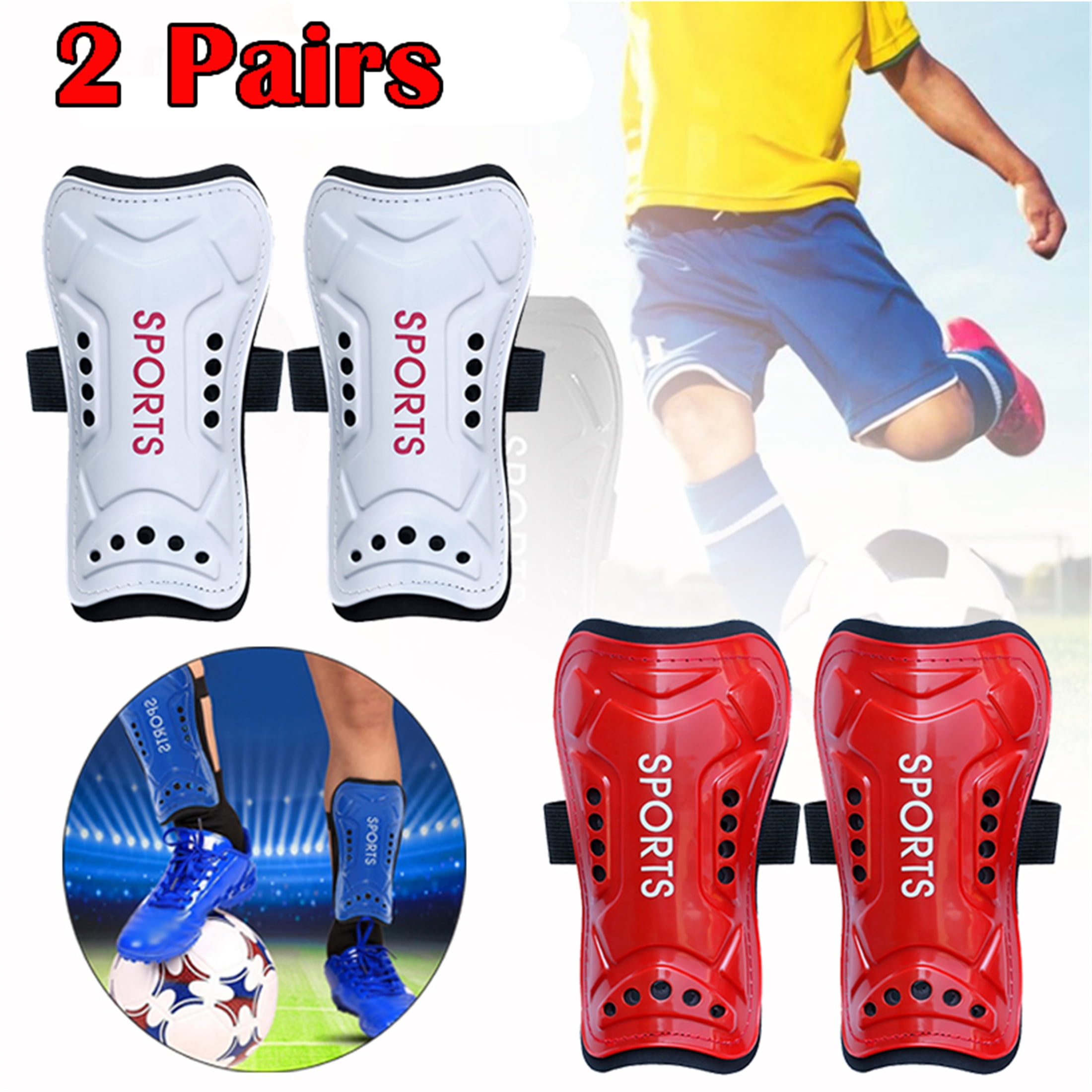 Women Men Soccer Shin Guards, 2 Pairs , Elbourn Adult Lightweight