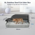 thumbnail image 4 of UPSKY Stainless Steel Cat Litter Box with Lid, XL Large Metal Litter Box for Large Breeds, Enclosed Kitty Litter Pan with High Sides, Leak-Proof & Non-Stick, Easy to Clean, Scoop and Mat Included, 4 of 6