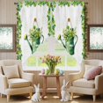 thumbnail image 5 of Swag Curtains Valances for Windows, Welcome St. Patrick's Day Short Kitchen Window Curtains Over Sink, Four Leaf Clovers Kettle Cafe Curtains Panel Set Of 2,Rod Pocket, 36 Inches Length White, 5 of 9