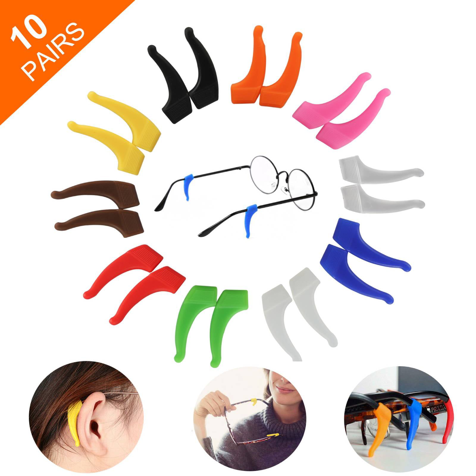 10 Pairs Glasses Temple Hook Tip Spectacles Ear Grip Anti Slip Clear Stand 