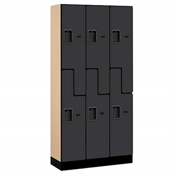 12" Wide Four Tier Designer Wood Locker - 3 Wide - 6 Feet High - 15 Inches Deep - Black