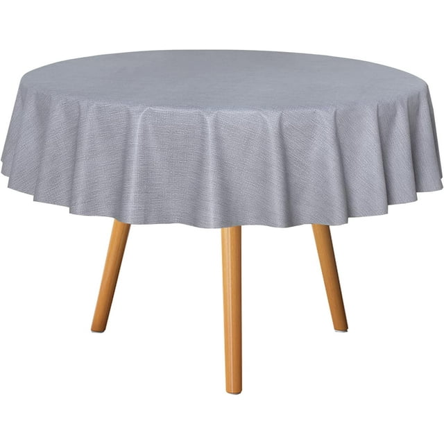 Clear Plastic Round Tablecloth Vinyl PVC Table Cloth Protector Oil Spill Proof Wipe Clean Table Cover for Dining Tables Parties Camping Crystal Clear