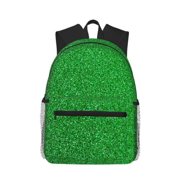 Disketp Green Sparkling Shiny Mochila Ligera Clásica con Múltiples Bolsillos, Mochila Casual para Hombre y Mujer, Ideal para Escuela, Trabajo y Viajes
