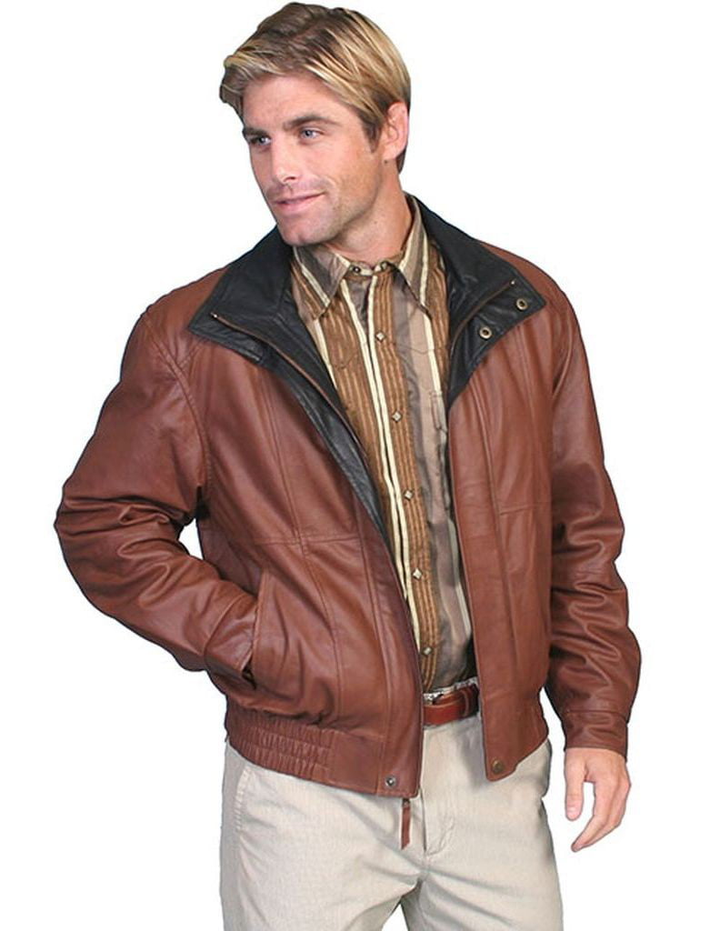 Scully Western Jacket Mens Leather Zip Comfort Waist Brown 48-33 ...