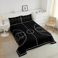 thumbnail image 4 of Basketball Quilt Sprots Games Comforter Set Black Black Ball Court Bedding Set Teens Bedroom Decor, 4 of 6