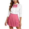 thumbnail image 4 of IUYRTFE Women's Pleated Mini Skirt with Adjustable Waist and Bow Tie – Classic A-Line Short Skirt Set for Casual Daily Wear, 4 of 9