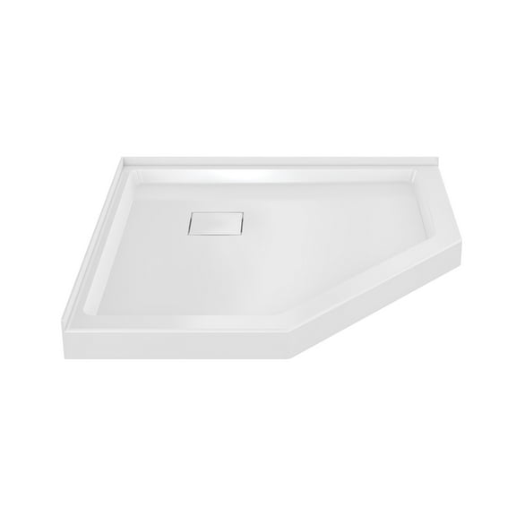 Marquette 38" x 38" Neo-Angle Double-Threshold Shower Pan Base with Center Drain in Glossy White