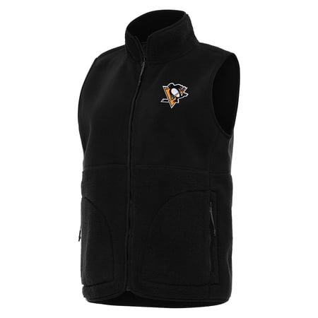 Women s Antigua Black Pittsburgh Penguins Nostalgic Full-Zip Vest