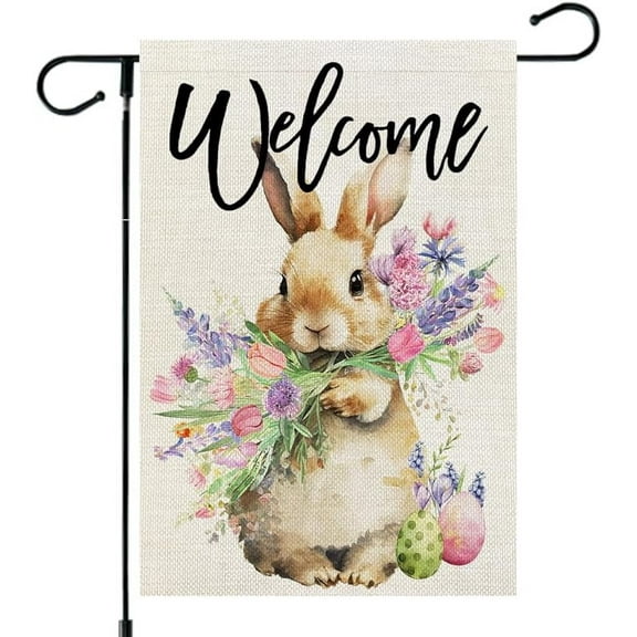 Easter Garden Flag Floral Mason Jar Double Sided for Outside Small Burlap Holiday Welcome Yard Flag
