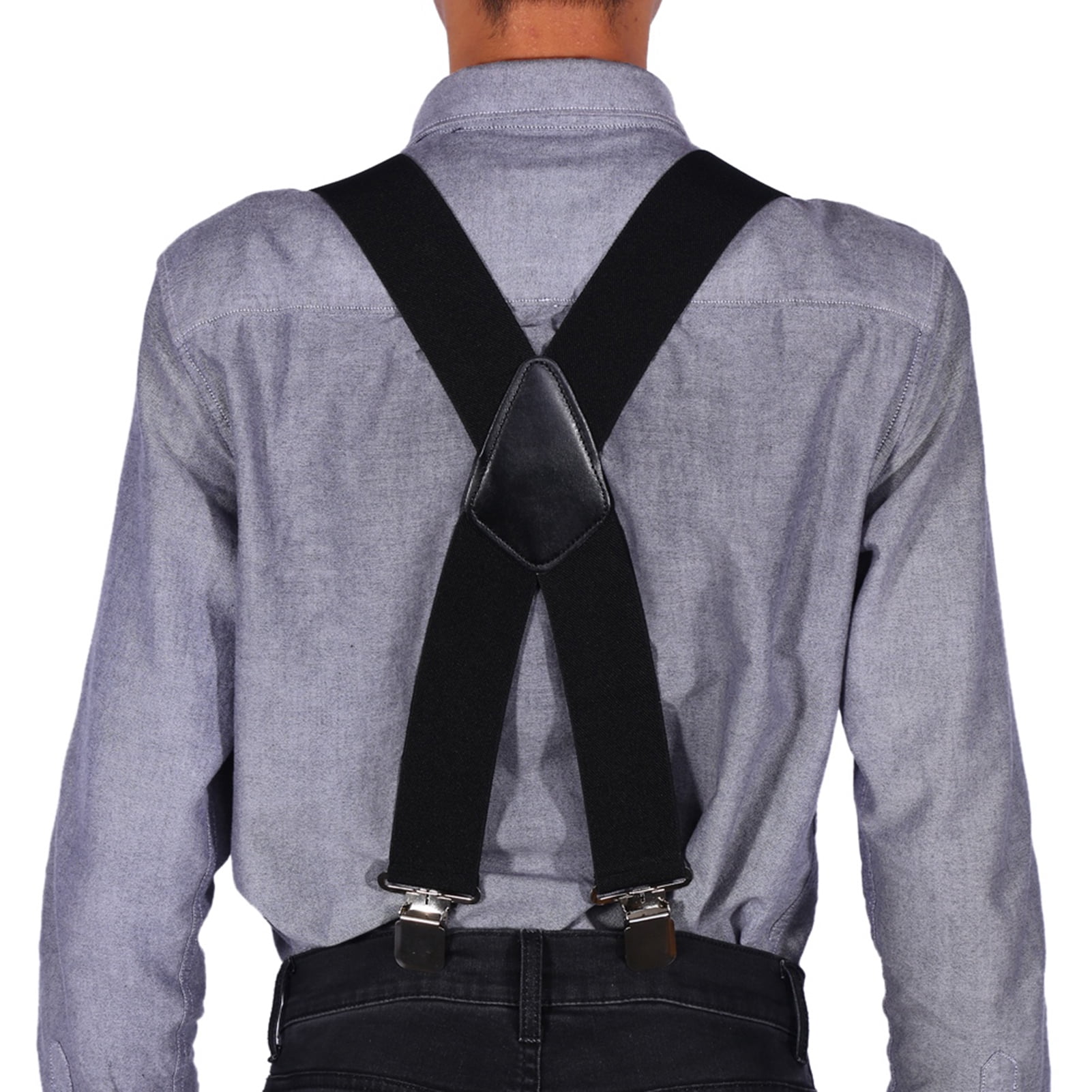 Bretelles élastiques Robustes 5,1 Cm Avec Clips - Noir/blanc, Taille L, Pour Pantalons De Travail, Jeans, Tenues Décontractées - 12