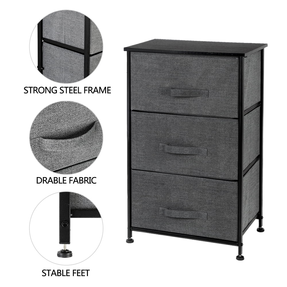 Lowestbest 3-Tier Dresser Drawer, End Table Storage with 3 Drawers, Nightstand Shelf Storagefor Closets/Nursery/Dorm Room/Hallway Lowestbest 3-Tier Dresser Drawer, End Table Storage with 3 Drawers, Nightstand Shelf Storagefor Closets/Nursery/Dorm Room/Hallway