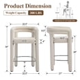 thumbnail image 4 of Dayalane 26" Counter Height Bar Stools Set of 3, Modern Linen Barrel Barstools with Back and Armrests, Stainless Steel Gold Footrest for Kitchen Island, Green, 4 of 8