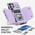 thumbnail image 4 of Phone Case for Samsung Galaxy S23 Ultra 5G Wallet Cover with Screen Protector and Ring Stand Credit Card Holder Slot Crossbody Strap Cell S23Ultra 23S S 23 23Ultra 6.8 inch Women Girls Purple, 4 of 13