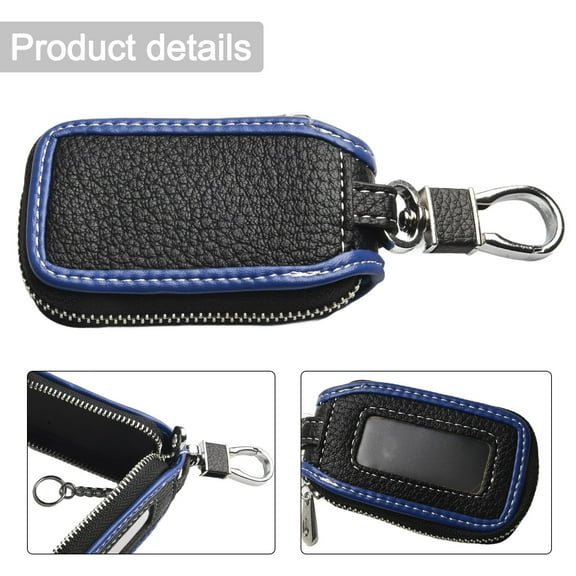 Fob Key Case Hanging Keychain Leather Protector Smart 13.5*5Cm 1Pcs Accessories Anti-Scratch Bag Black Blue Car