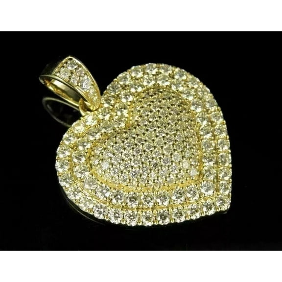 Lab Created Diamond 2 Ct Round Cut Women's Heart Pendant 14K Yellow Gold Plated