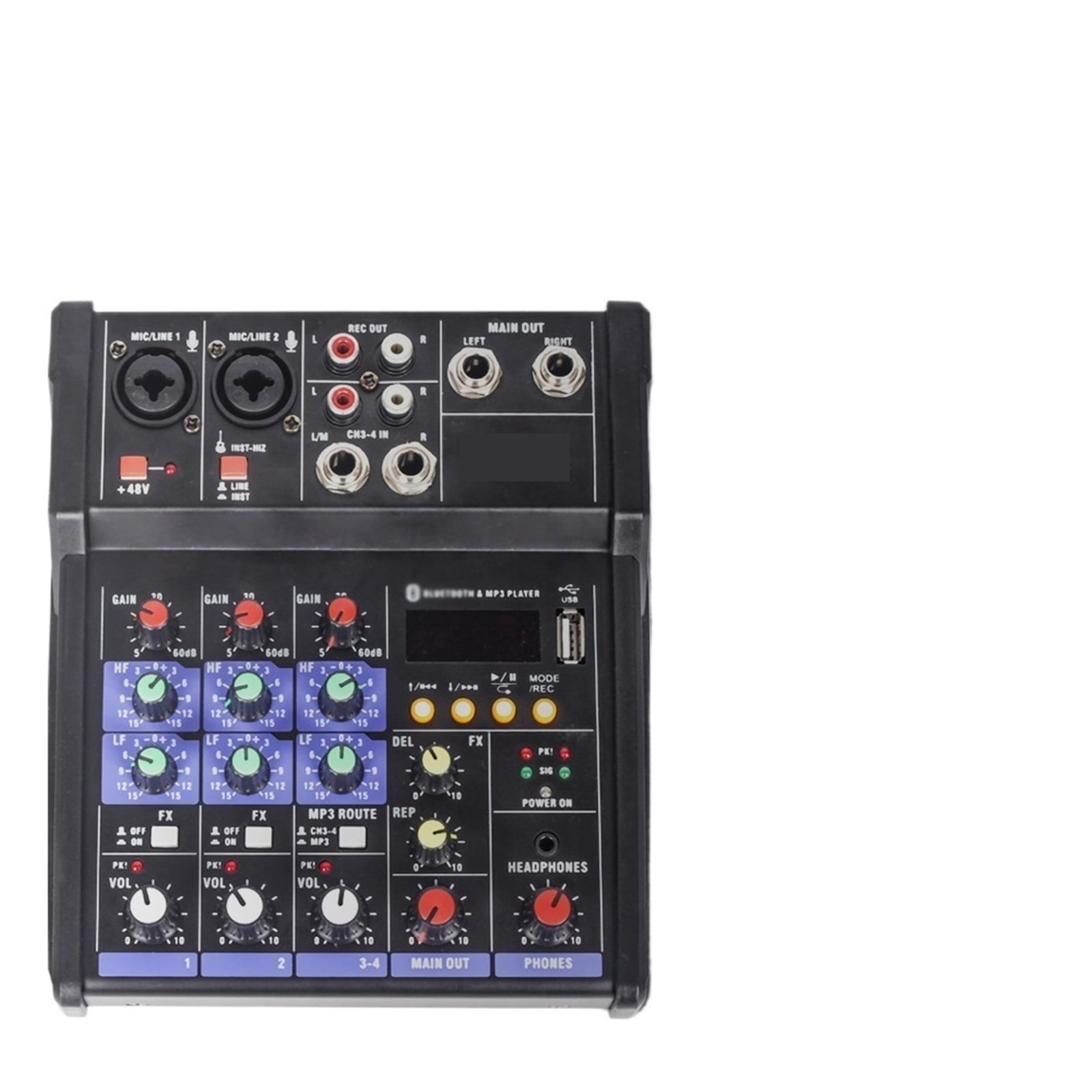 RU-4T Professional Sound Au--dio USB Mixer 4 Channel 48V Phantom Power Reverbration Mixing Console Player USB Music For DJ ,Precision Control