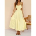 thumbnail image 4 of Honganda Robe Débardeur d'Été pour Femmes Sans Manches Couleur Unie Robe Trapèze Dos Croisé Longue Robe S/M/L/TG, 4 of 7