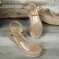 thumbnail image 6 of Gold Ladies Sandals Fish Mouth Wedge Heel Solid Summer Casual Fashionable Leisure Outdoor Low Top Eye Catching Comfortable Footwear Size 37, 6 of 9