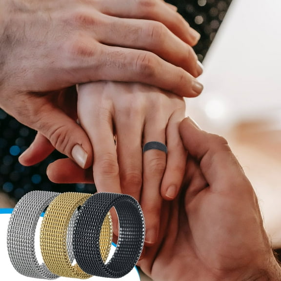 Rings for Women Clearance Jewelry Standard US Size Titanium Steel Woven Mesh Deformation Ring 8MM Vacuum Electroplating Non-fading Valentine's Day & Mother's Day Gifts,Rings-Size 10