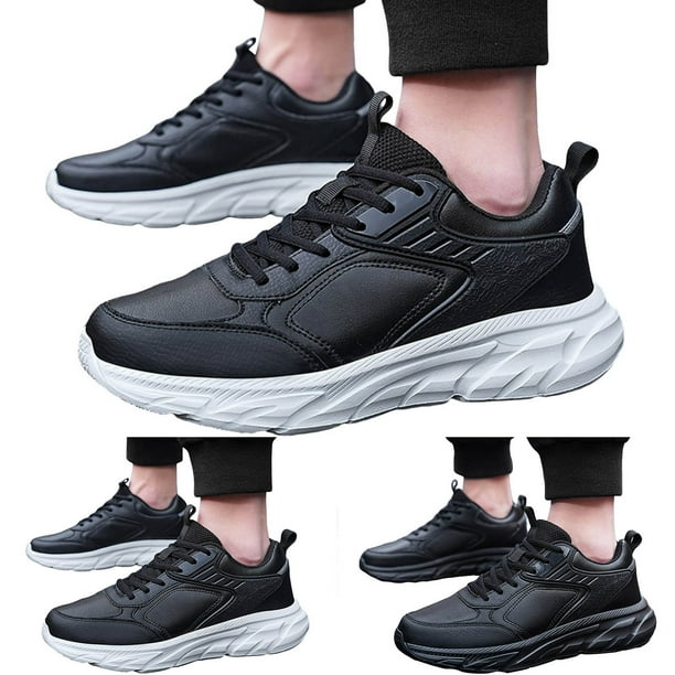PMUYBHF Male Mens Gym Shoes Men Casual Shoes Fashionable New Pattern Simple and Pure Color Lace up Thick Sole Flat Bottom Comfortable Sports Shoes 40