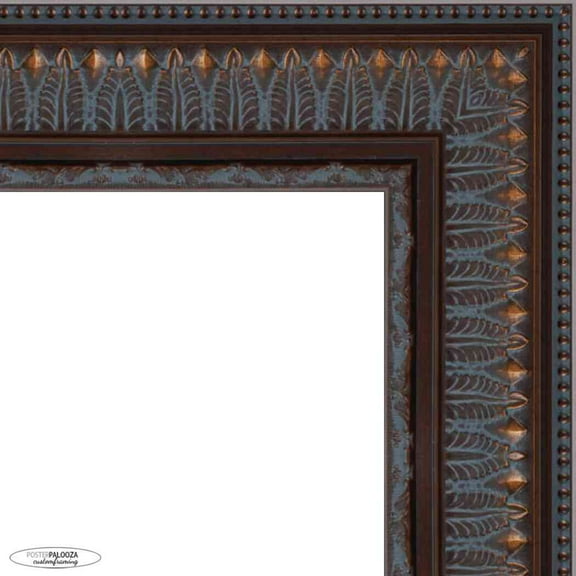 10x20 3.5" Wide Ornate Brown Picture Frame - UV Acrylic, Foam Board Backing, Hanging Hardware