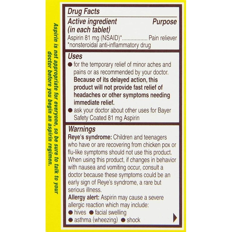 Baby Aspirin Label