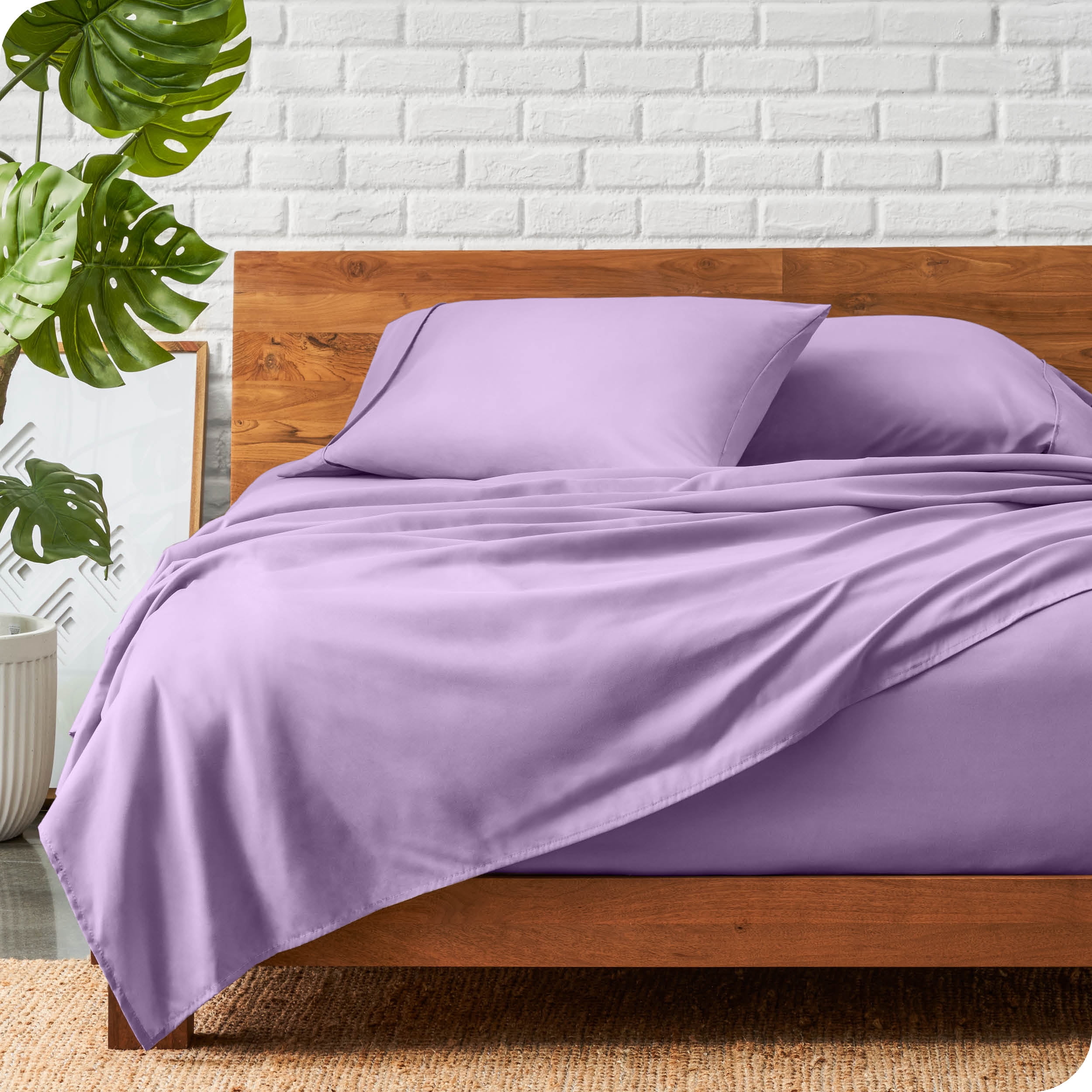 Bare Home Lavender Microfiber Sheet Set, Wrinkle Resistant, Deep Pocket, Twin
