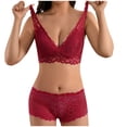 thumbnail image 6 of JSGEK Women Floral Lace Bra and Panty Set Plunge Neckline Adjustable Straps Intimate Lingerie for Bedroom Wear Red L, 6 of 6