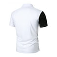 thumbnail image 4 of DYMADE Men Colorblock Short Sleeve Casual Polo Shirt Lapel T-shirt Top, 4 of 6