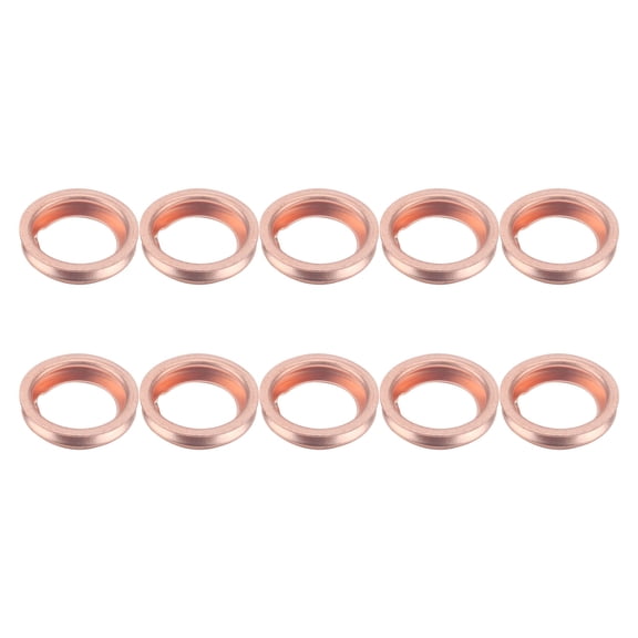 Crush Washer, Crush Washer Oil Drain Plug - 10Pcs Premium Copper Metric Sealing Crush Washers Assortment Kit, Upgraded Flat Ring Oil Drain Plug Crush Washer Gasket Seal Assortment Set