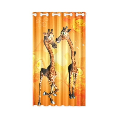 MKHERT Funny Cartoon Giraffe Pic Blackout Window Curtain Drapes Bedroom Living Room Kitchen Curtains 52x84