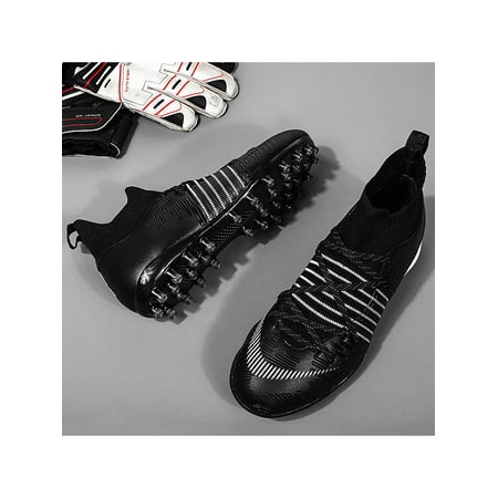 

Fangasis Women Men Soccer Cleats Ground Sneakers Breathable Football Shoes Kids Athletic Shoe Sports Non Slip Outdoor Long Cleats Black 6