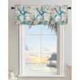 thumbnail image 3 of Kitchen Curtain Valances for Windows,Nautical Starfish Shell Coral Anchor Rod Pocket Small Valance Marine Retro Wood Plank Short Window Treatment for Bedroom Bathroom Living Room,54"x18", 3 of 9