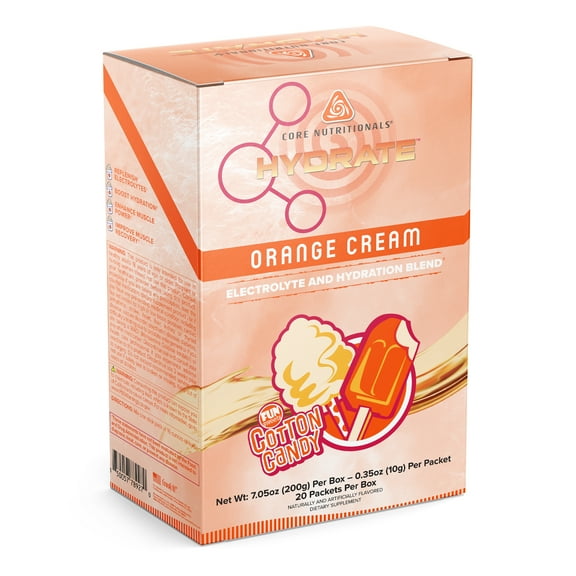 Core Nutritionals HYDRATE Comprehensive Electrolyte and Hydration Blend - FUN SWEETS Orange Cream, 20 Packets
